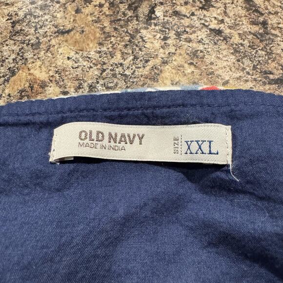 Old Navy Dress Faux Wrap Floral Cottage Dark Academia Retro Boho Midi Blue XXL - Picture 2 of 5